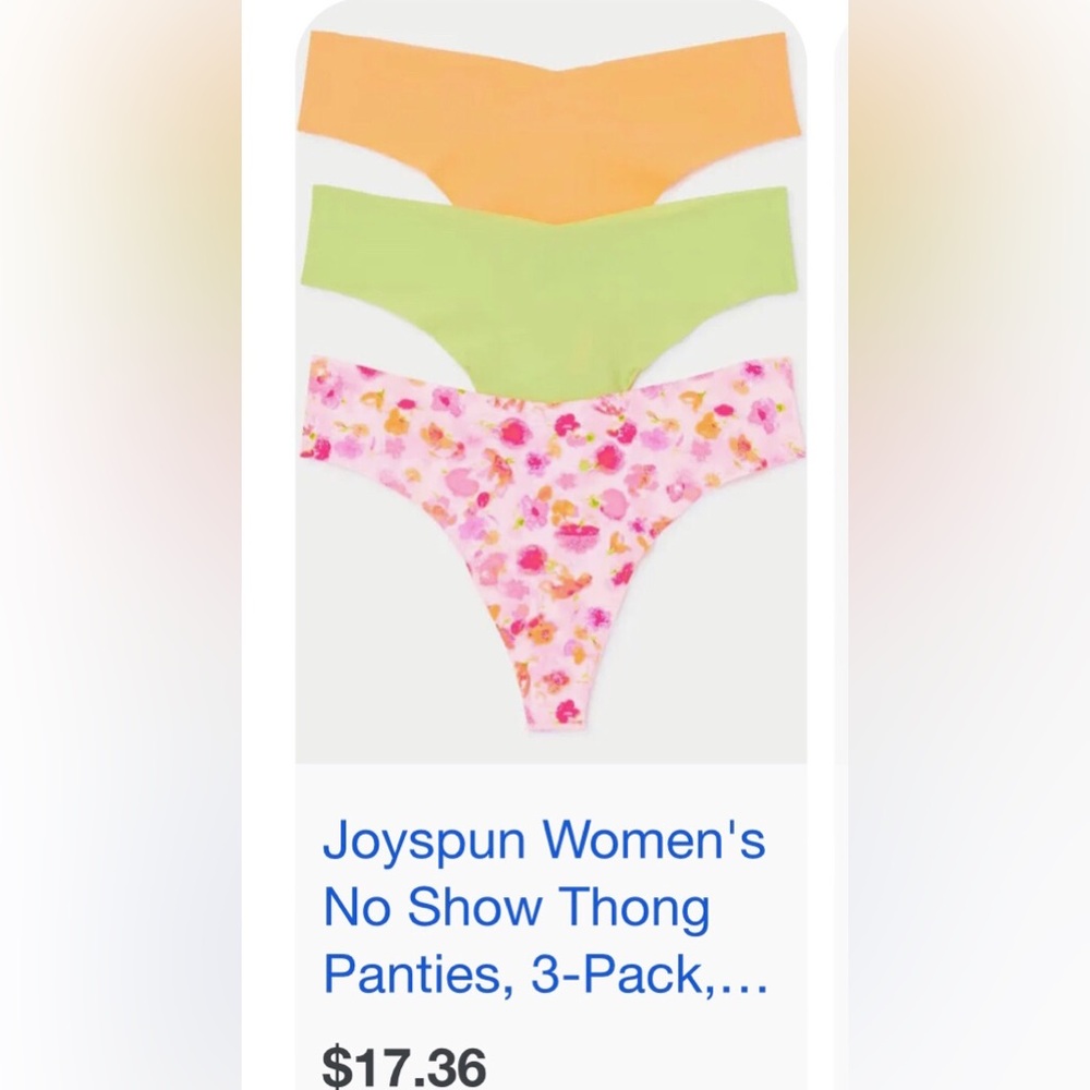 Joyspun NWT 3 Pack Set No Show Thong Panties XL-16-18
